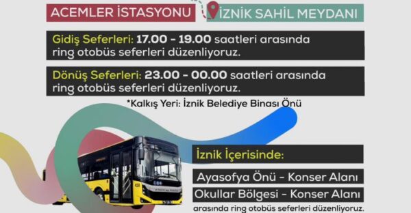 Büyükşehir’den ‘Fazıl Say İznik Türküsü’ konserine ulaşım kolaylığı